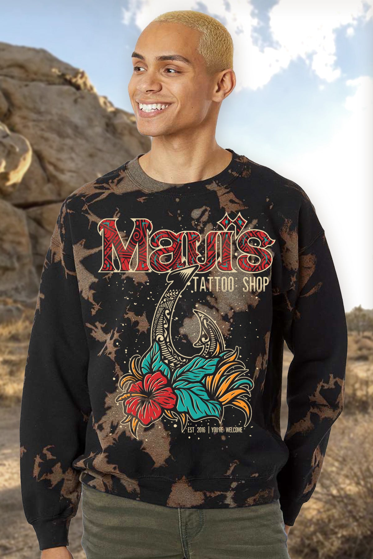 Maui's Tattoo Shop Pullover HAND DYED (LIMITED EDITION)