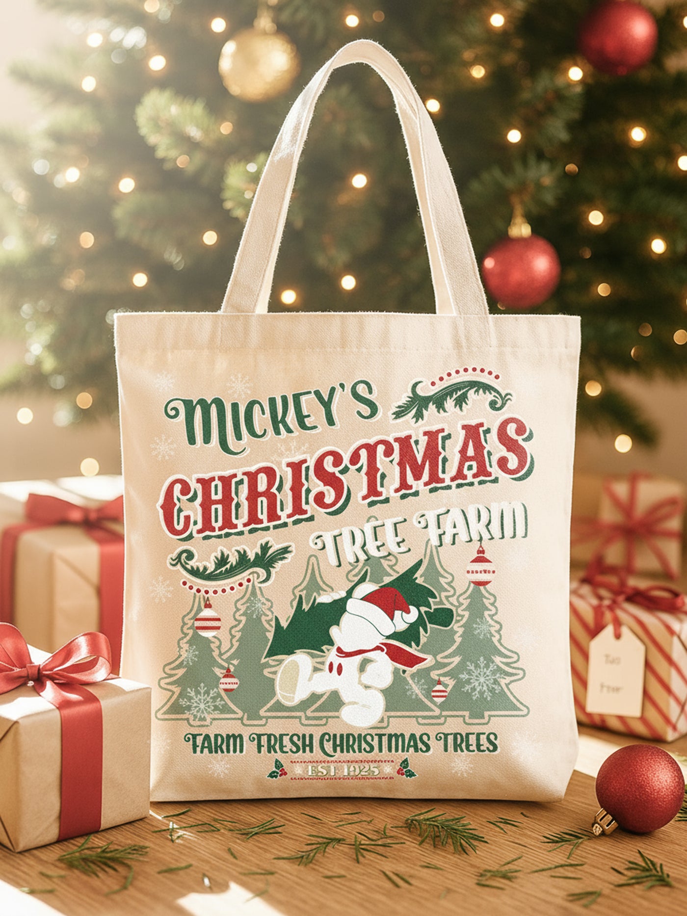 Mickey's Christmas Tree Farm Canvas Bag