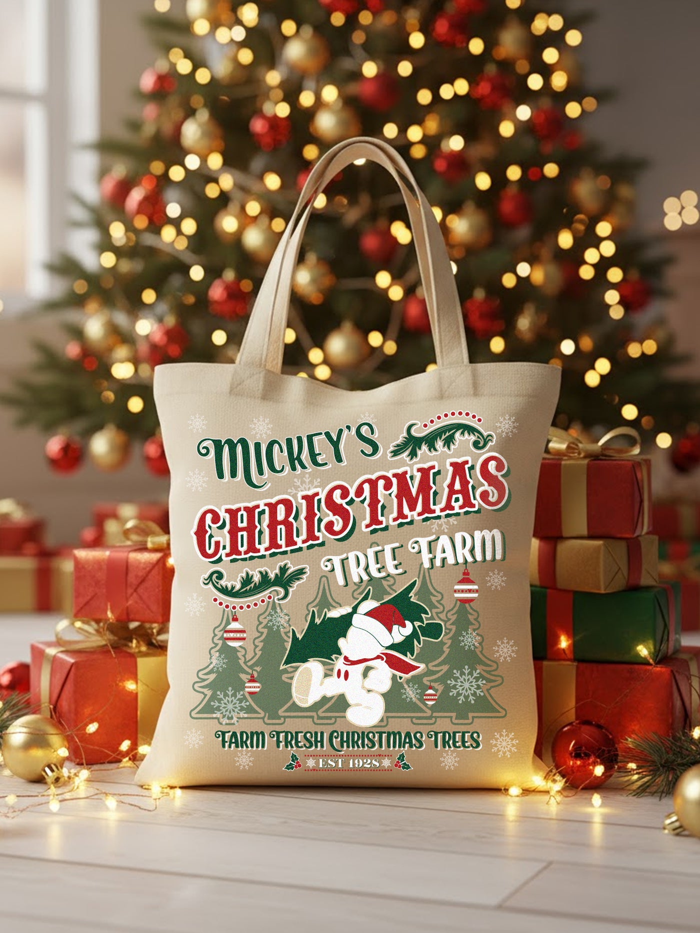 Mickey's Christmas Tree Farm Canvas Bag